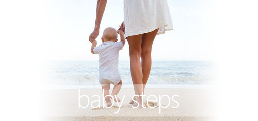 baby steps on beach white pure